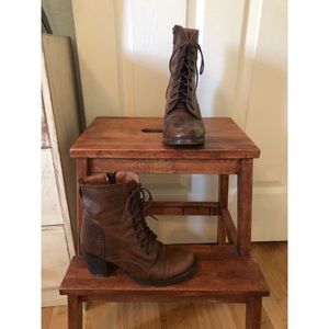 Steve Madden Brown Leather Lace Up Heeled Booties